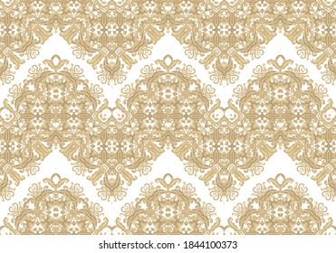 Seamless ornamental golden  pattern, on white background, oriental style