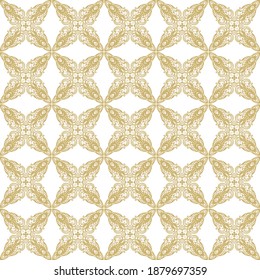 Seamless ornamental golden  pattern, on white background, oriental style