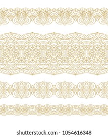 Seamless ornamental golden vector border pattern