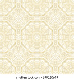 Seamless ornamental golden vector pattern on white background