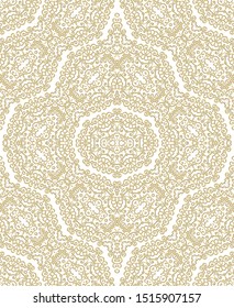 Seamless ornamental golden vector texture on white background
