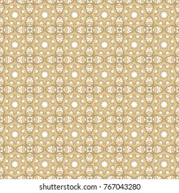 Seamless ornamental golden vector texture on white background