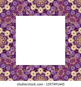 Seamless ornamental  golden -violet chaotic  Christmas pattern on dark background