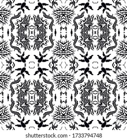 Textura vectorial negra sin costura ornamental sobre fondo blanco