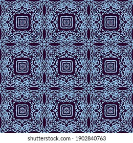 Textura vectorial azul lacado ornamental sin mar en fondo oscuro