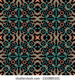 Seamless ornamental laced  vector texture on dark background