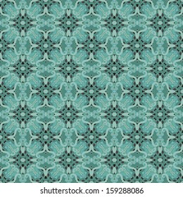 Seamless ornamental mint green weavy pattern