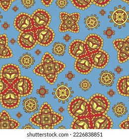 Nahtlose dekorative orientalische Muster. Wiederholung geometrischer Fliesen mit Mandala. Vektor lackierter dekorativer Hintergrund mit floralen und geometrischen Ornamenten. indisches oder arabisches Motiv. Boho-Festivalstil
