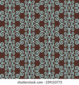 Seamless ornamental pattern background in brown and blue colors.