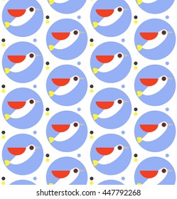 Seamless ornamental pattern with birds. Cute print with bird in scandinavian style.