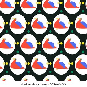 Seamless ornamental pattern with birds. Cute print with bird in scandinavian style.