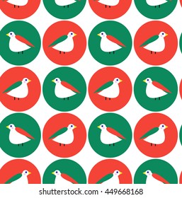 Seamless ornamental pattern with birds. Cute print with bird in scandinavian style.