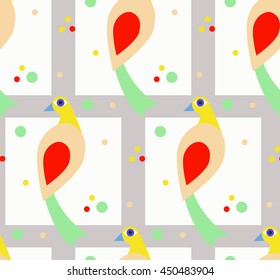 Seamless ornamental pattern with birds. Cute print with bird in scandinavian style.