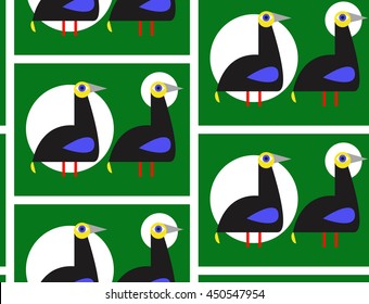Seamless ornamental pattern with birds. Cute print with bird in scandinavian style.
