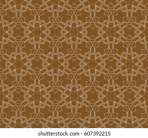 seamless ornamental pattern brown color. Floral geometric style. Vector illustration. For interior design, fabric print, page fill, wallpaper, textile