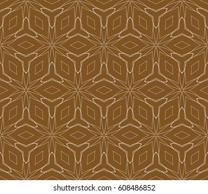 seamless ornamental pattern brown color. Floral geometric style. Vector illustration. For interior design, fabric print, page fill, wallpaper, textile