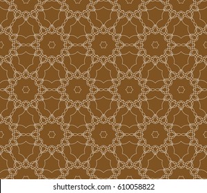 seamless ornamental pattern brown color. Floral geometric style. Vector illustration. For interior design, fabric print, page fill, wallpaper, textile