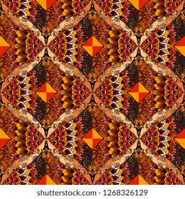 Seamless ornamental pattern in ethnic style. Beautiful print for fabric. Mexican motif.