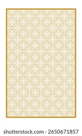 Padrão ornamental sem costura com mandalas florais douradas e elementos geométricos simétricos em um fundo branco nítido. Ilustração vetorial. EPS 10