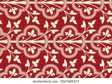 Seamless ornamental Pattern with floral and geometric accents, perfect for digital prints, fabric decoration, wallpapers, and gift wraps.