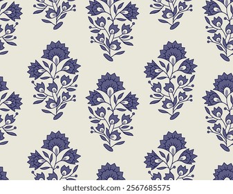 Seamless ornamental Pattern with floral and geometric accents, perfect for digital prints, fabric decoration, wallpapers, and gift wraps.