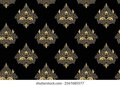 Seamless ornamental Pattern with floral and geometric accents, perfect for digital prints, fabric decoration, wallpapers, and gift wraps.