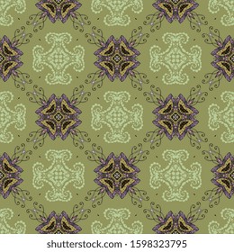 Seamless ornamental pattern with floral motives. Beautiful print for fabric, textile, wrapping paper.