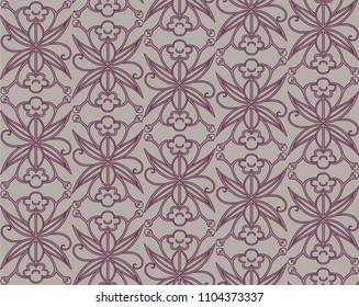 seamless ornamental pattern with flowers  in pink shades with inspiration from Japanese art