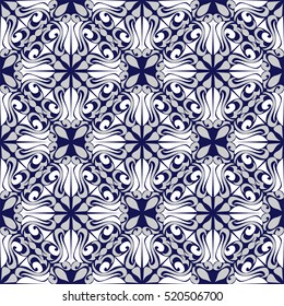 Seamless ornamental Pattern on blue - combination Colors