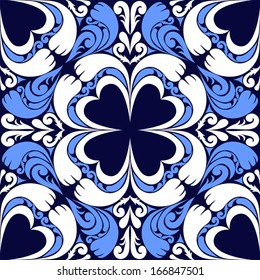 Seamless ornamental Pattern on a dark blue Background. 