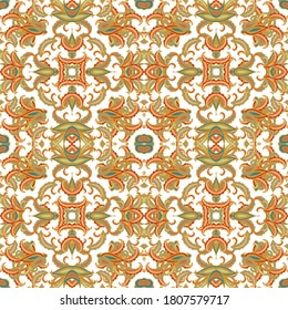 Seamless ornamental pattern, on white background, oriental style