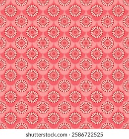 Seamless ornamental pattern in pink tones featuring repetitive floral elements with a vintage touch. Perfect for textiles, wallpapers, fashion, and decorative projects.