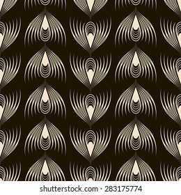 Seamless ornamental pattern. Repeating monochrome vector texture. Wavy graphic background, linear waves