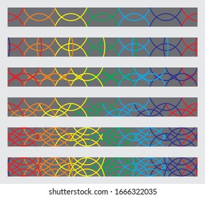 Seamless ornamental pattern of round elements. Rainbow vector bracelet