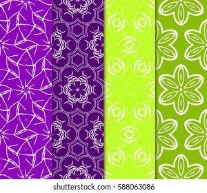 seamless ornamental pattern set. Floral geometric style. Vector illustration. For interior design, fabric print, page fill, wallpaper, textile