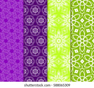 seamless ornamental pattern set. Floral geometric style. Vector illustration. For interior design, fabric print, page fill, wallpaper, textile