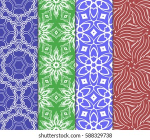 seamless ornamental pattern set. Floral geometric style. Vector illustration. For interior design, fabric print, page fill, wallpaper, textile