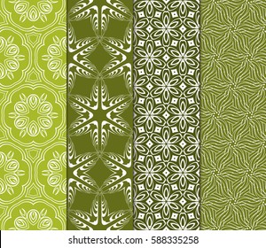 seamless ornamental pattern set. Floral geometric style. Vector illustration. For interior design, fabric print, page fill, wallpaper, textile