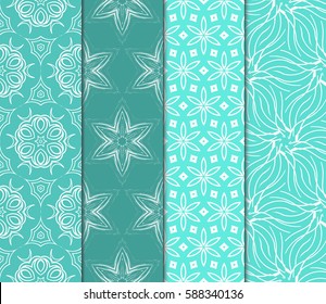 seamless ornamental pattern set. Floral geometric style. Vector illustration. For interior design, fabric print, page fill, wallpaper, textile