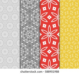 seamless ornamental pattern set. Floral geometric style. Vector illustration. For interior design, fabric print, page fill, wallpaper, textile