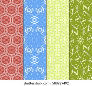 seamless ornamental pattern set. Floral geometric style. Vector illustration. For interior design, fabric print, page fill, wallpaper, textile