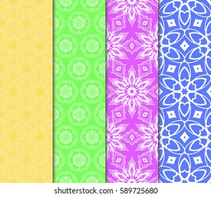 seamless ornamental pattern set. Floral geometric style. Vector illustration. For interior design, fabric print, page fill, wallpaper, textile