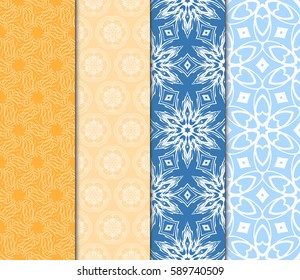 seamless ornamental pattern set. Floral geometric style. Vector illustration. For interior design, fabric print, page fill, wallpaper, textile