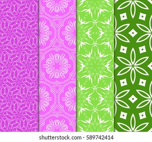 seamless ornamental pattern set. Floral geometric style. Vector illustration. For interior design, fabric print, page fill, wallpaper, textile