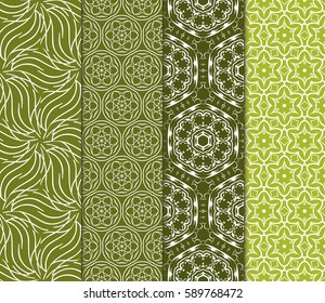 seamless ornamental pattern set. Floral geometric style. Vector illustration. For interior design, fabric print, page fill, wallpaper, textile