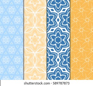 seamless ornamental pattern set. Floral geometric style. Vector illustration. For interior design, fabric print, page fill, wallpaper, textile