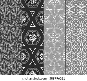 seamless ornamental pattern set. Floral geometric style. Vector illustration. For interior design, fabric print, page fill, wallpaper, textile