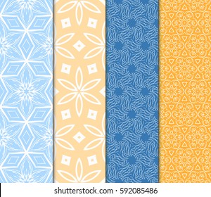 seamless ornamental pattern set. Floral geometric style. Vector illustration. For interior design, fabric print, page fill, wallpaper, textile