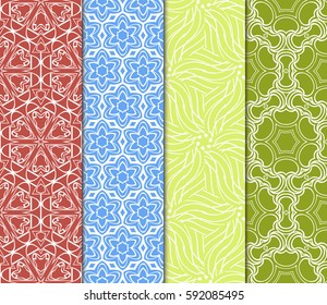 seamless ornamental pattern set. Floral geometric style. Vector illustration. For interior design, fabric print, page fill, wallpaper, textile