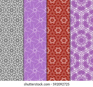 seamless ornamental pattern set. Floral geometric style. Vector illustration. For interior design, fabric print, page fill, wallpaper, textile